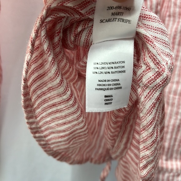 Rails Button Front Tie Red and White Stripe Blouse- Sz S - Picture 6 of 6